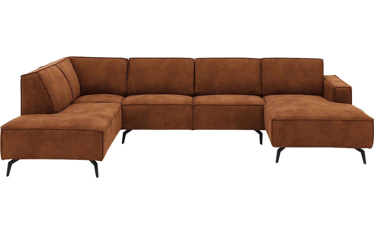 Goossens Hoekbank Hercules bruin, microvezel, 2-zits, modern design met ligelement links