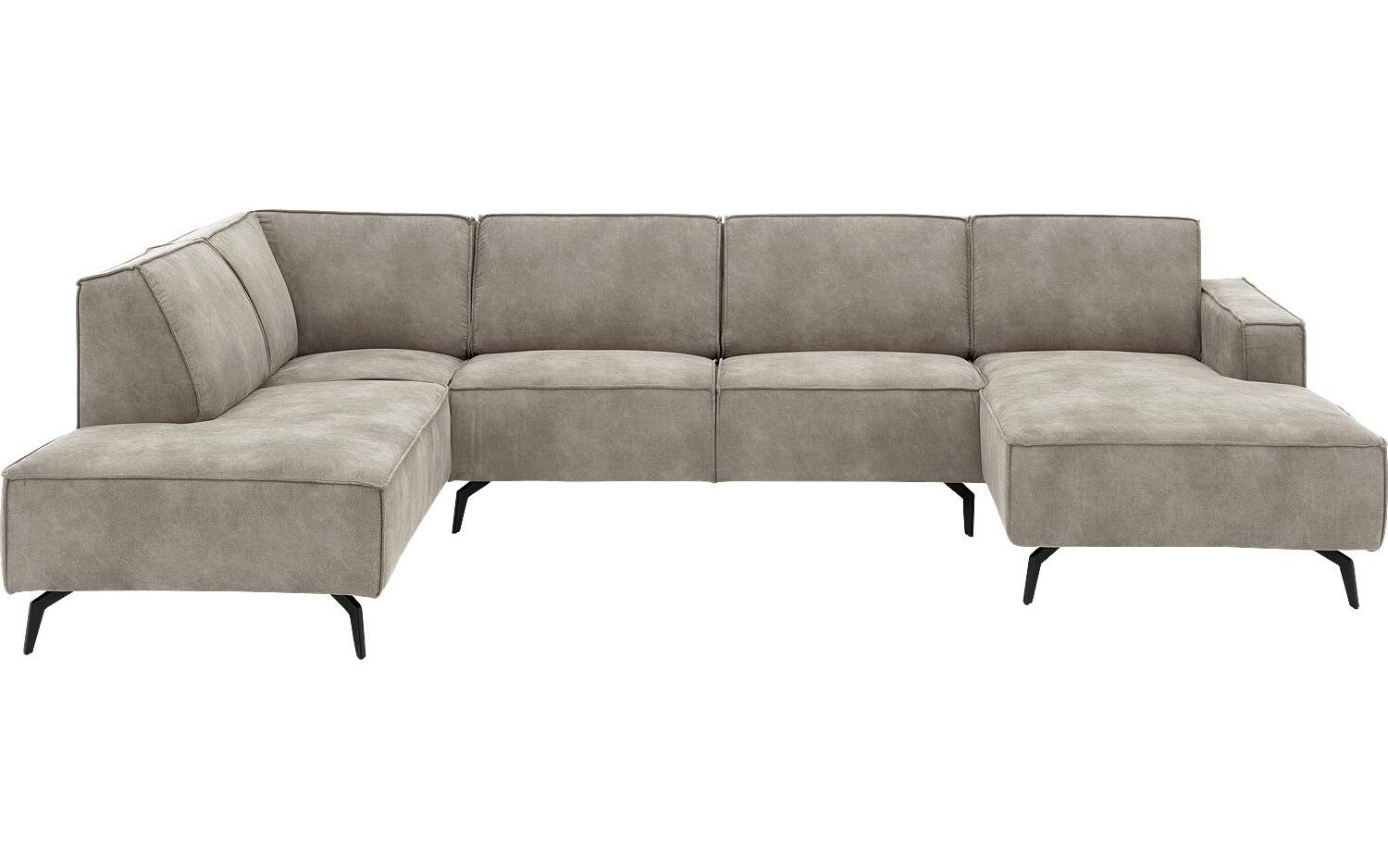 Goossens Hoekbank Hercules grijs, microvezel, 2-zits, modern design met ligelement links