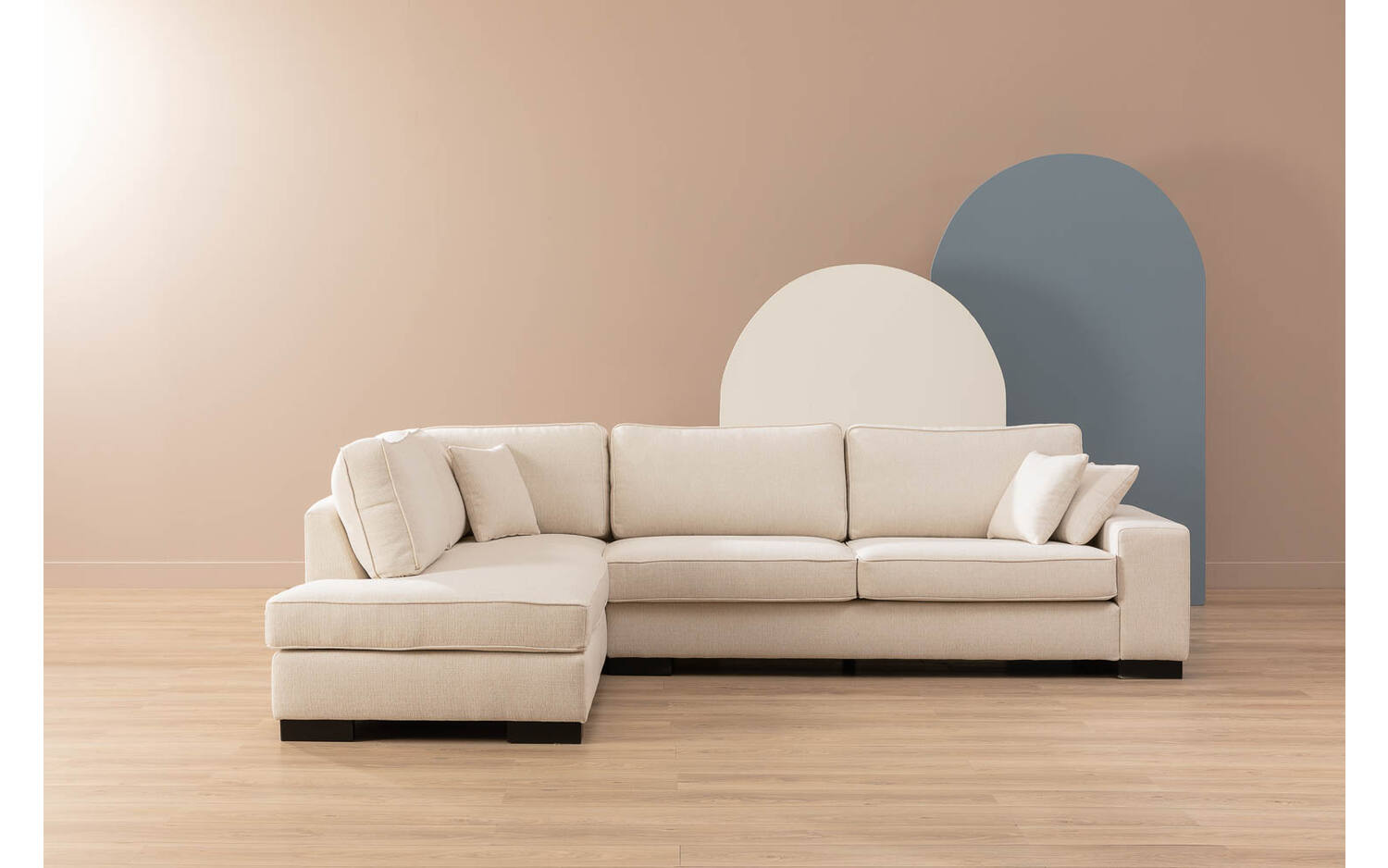 Goossens Bank Saltillo wit, stof, 3-zits, stijlvol landelijk - 8718823282832