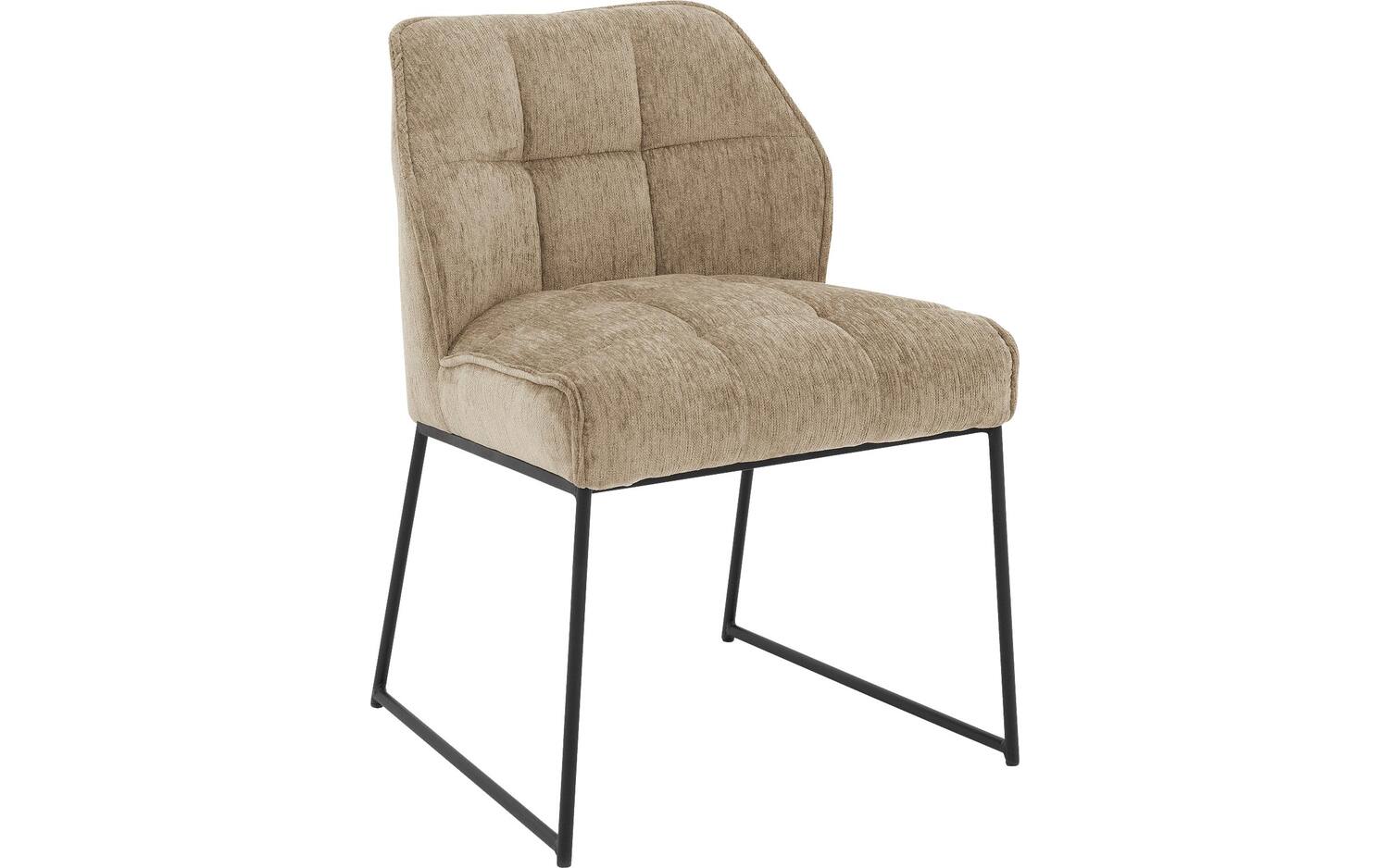 Goossens Eetkamerstoel Ronnie bruin stof leuning, elegant chic - 8718823259896