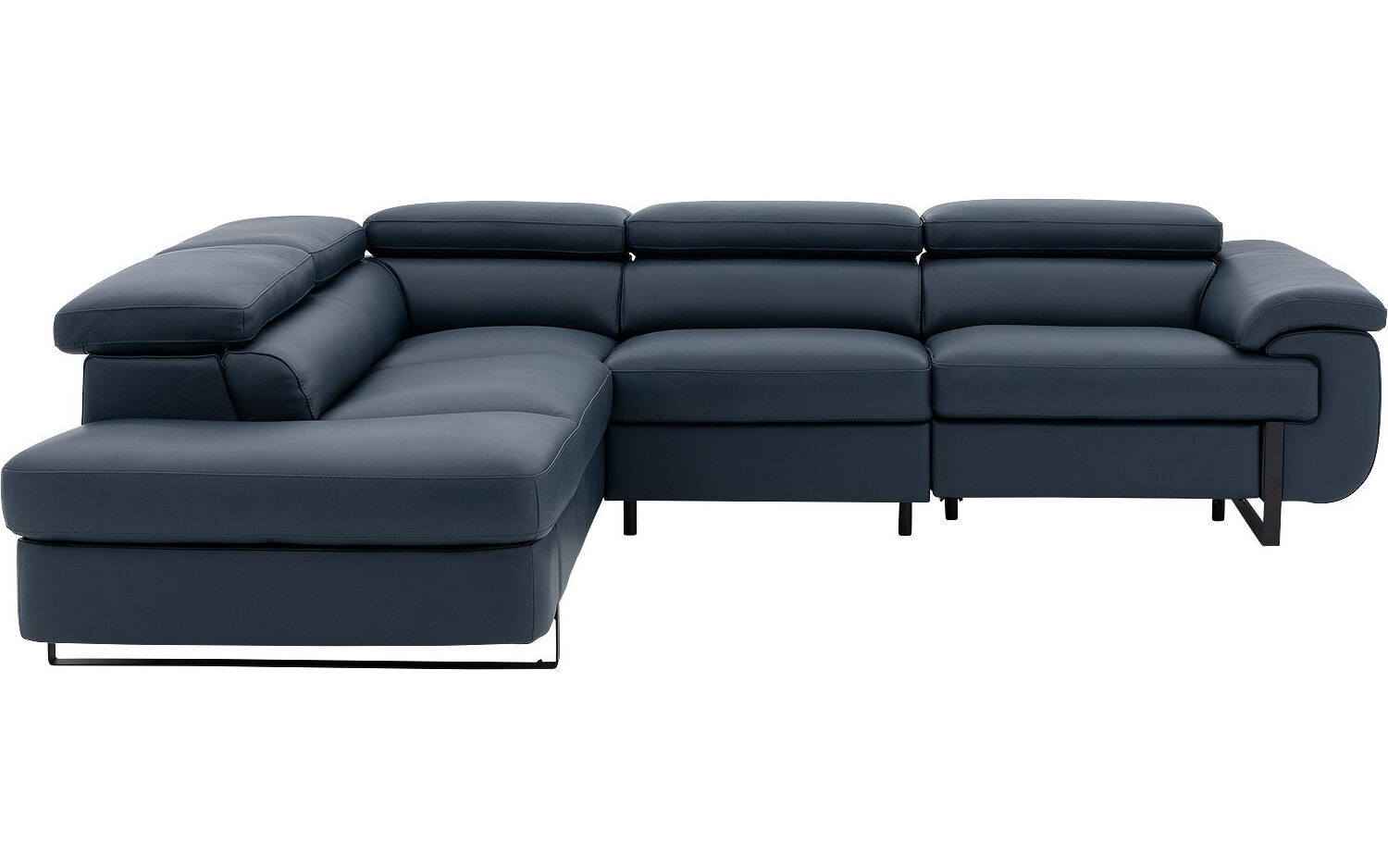 Goossens Excellent Relaxbank Lorenzo Met Verstelbare Hoofdsteunen blauw, leer, 2,5-zits, modern design met ligelement links - 8718823258370