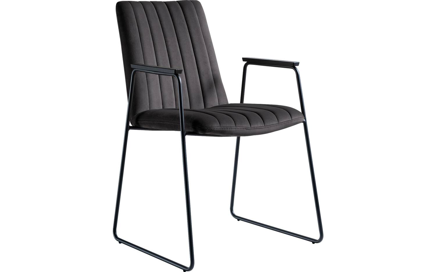 Goossens Eetkamerstoel Manta zwart stof met armleuning, urban industrieel - 8718823264265