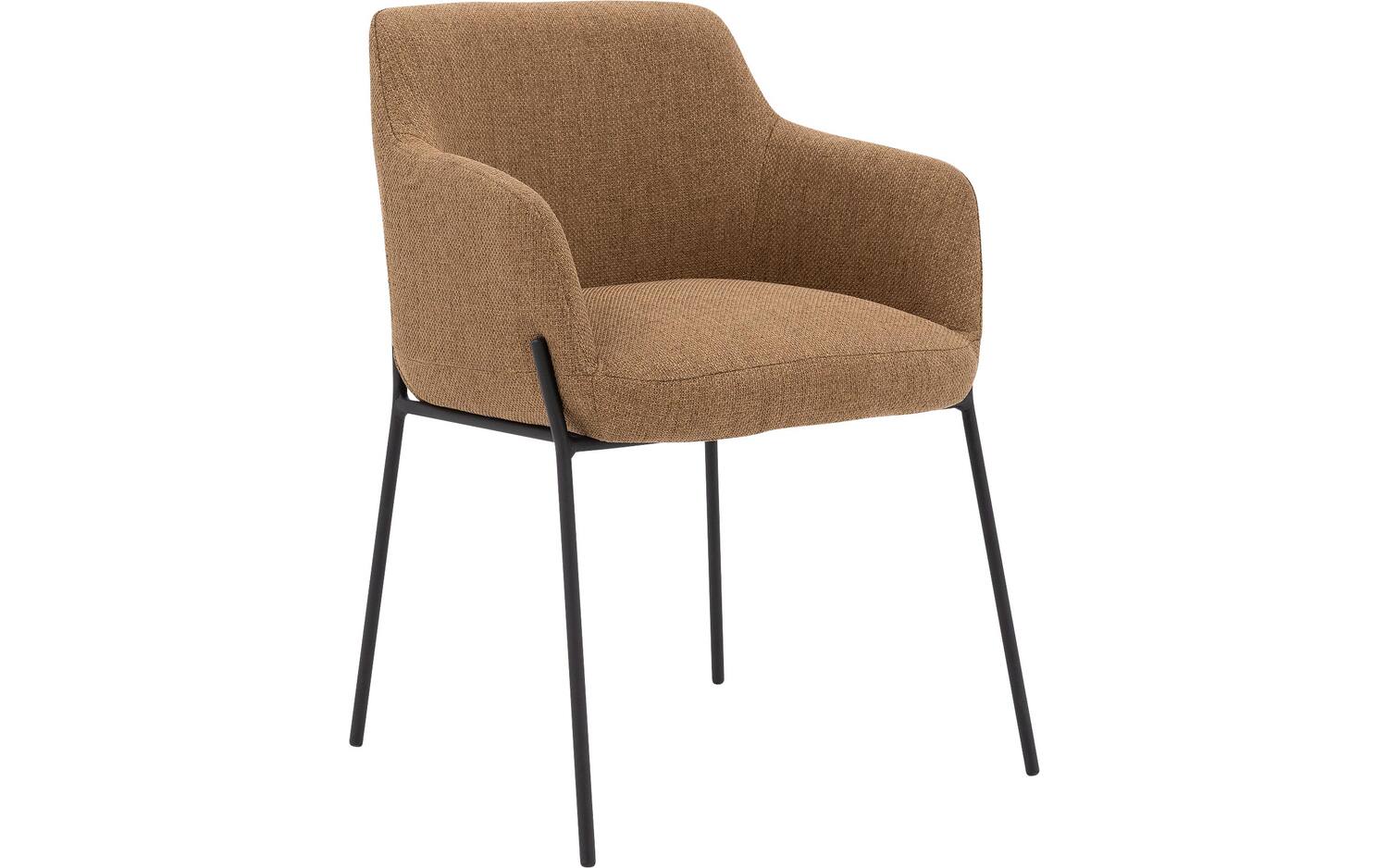 Goossens Stoel Pepijn geel stof met armleuning, modern design - 8718823266108