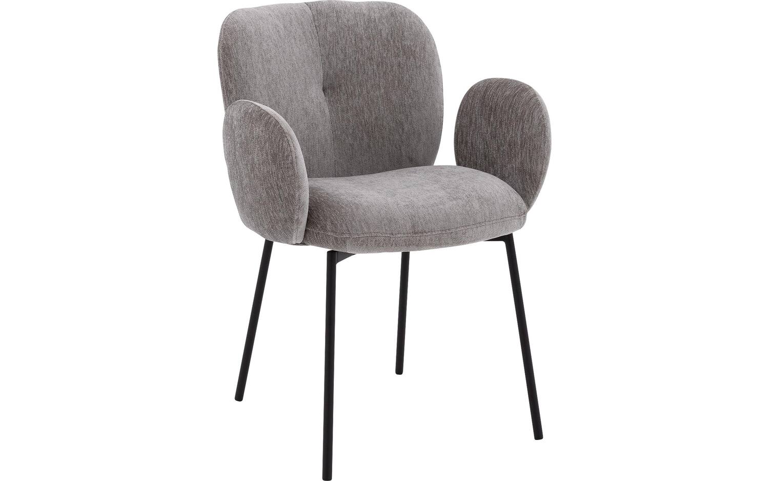 Goossens Basic Eetkamerstoel Eller bruin stof met armleuning, modern design - 8718823266696