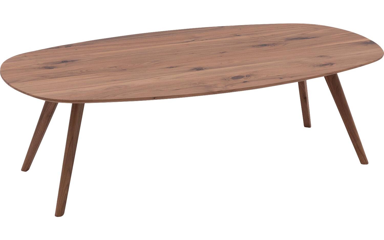 Goossens Salontafel Ferry semi ovaal, noten roodbruin, elegant chic, 135 x 36 x 75 cm - 8718823266450