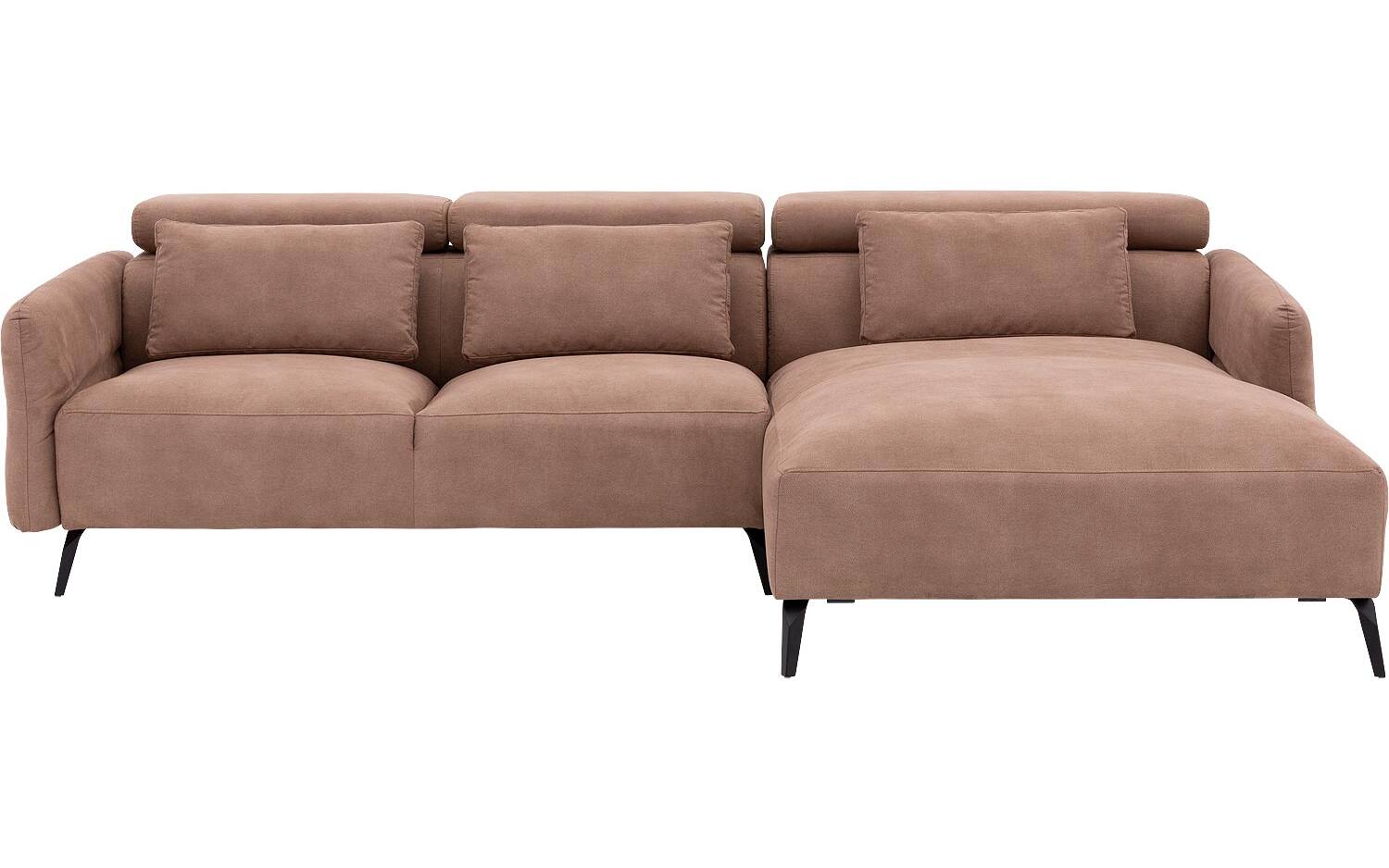 Goossens Excellent Hoekbank Aldin Met Verstelbare Arm- En Hoofdsteunen bruin, microvezel, 2,5-zits, urban industrieel - 8718823270488