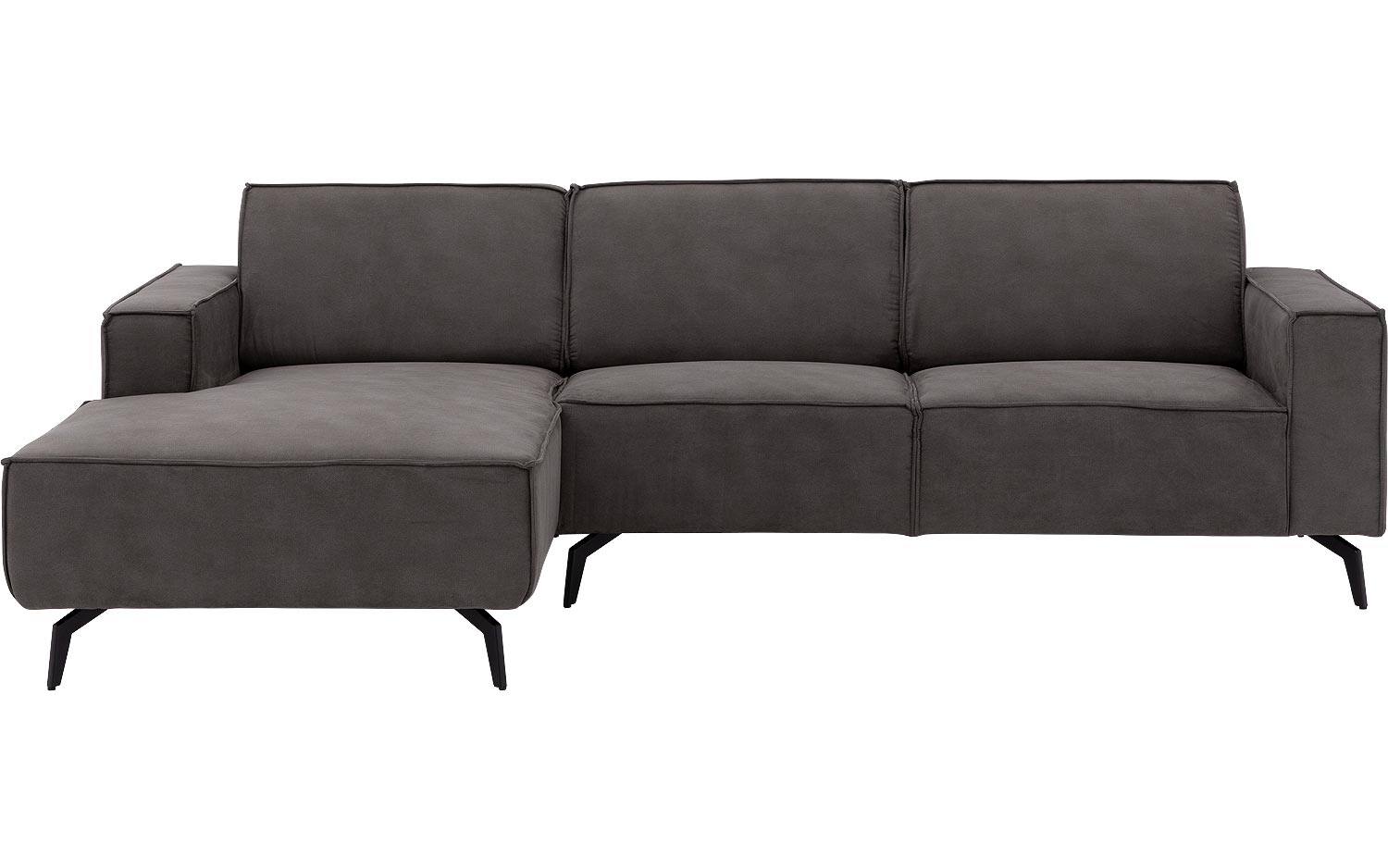 Goossens Hoekbank Hercules donkergrijs, microvezel, 2,5-zits, modern design met chaise longue links - 8718823302226
