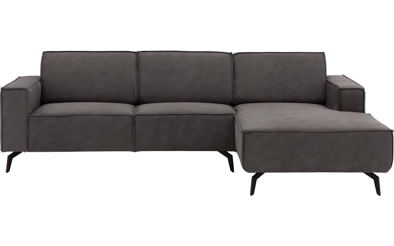Goossens Hoekbank Hercules donkergrijs, microvezel, 2,5-zits, modern design met chaise longue rechts - 8718823331226