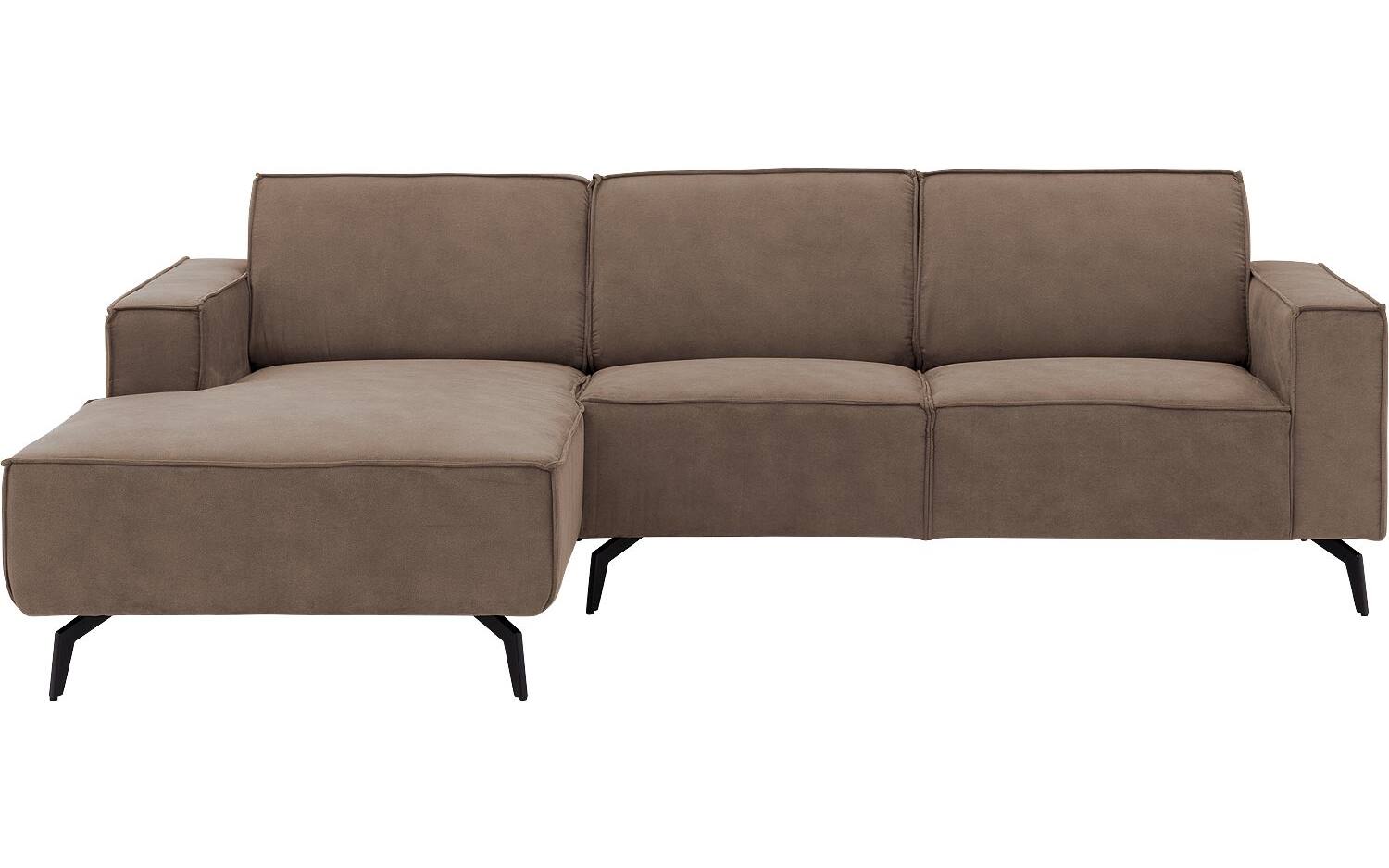 Goossens Hoekbank Hercules bruin, microvezel, 2-zits, modern design met chaise longue links