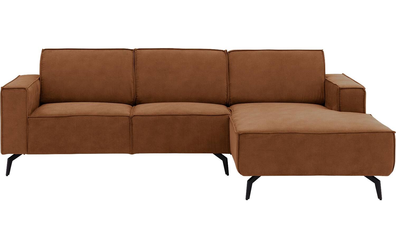 Goossens Hoekbank Hercules bruin, microvezel, 2-zits, modern design met chaise longue rechts