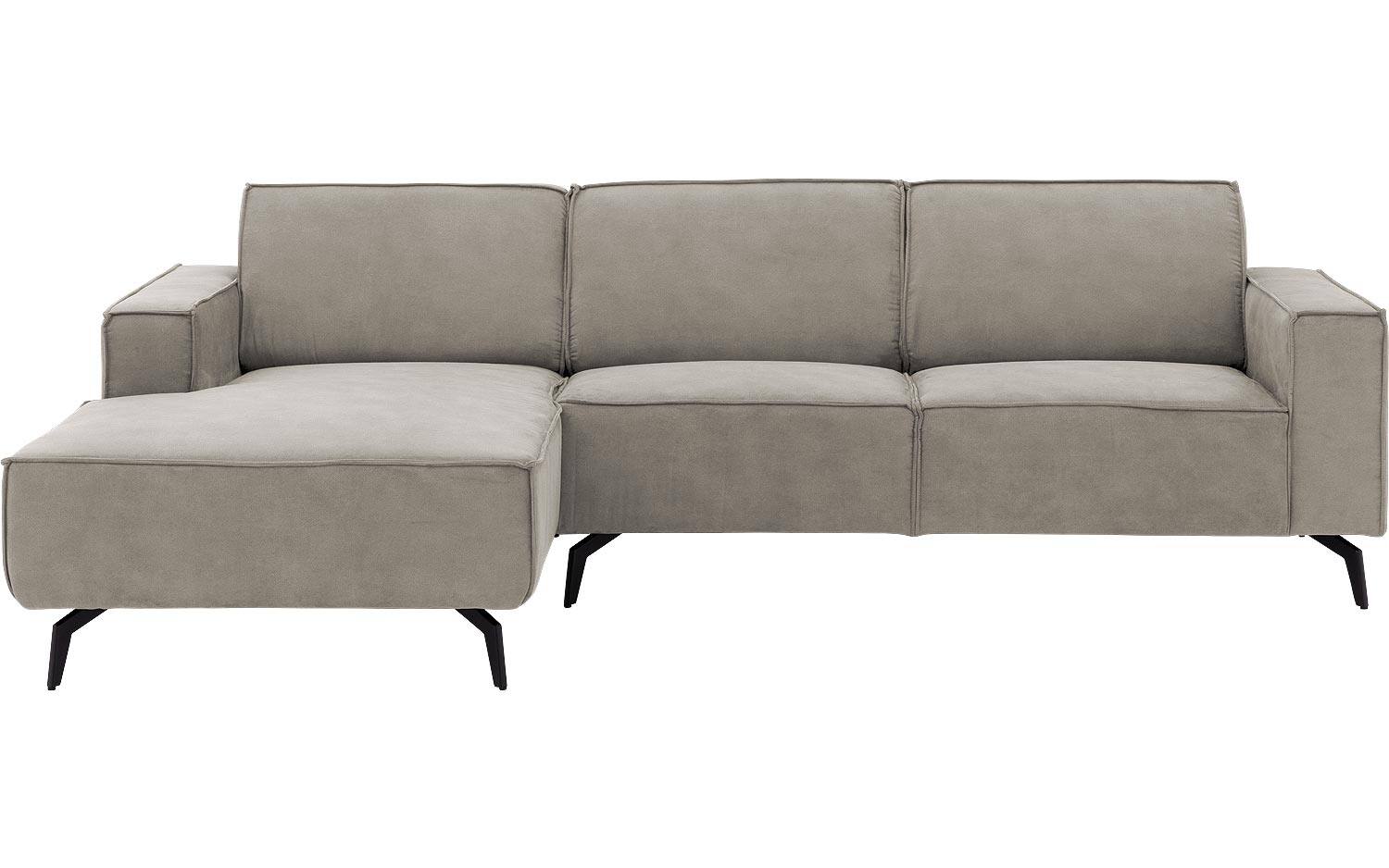 Goossens Hoekbank Hercules grijs, microvezel, 2,5-zits, modern design met chaise longue links