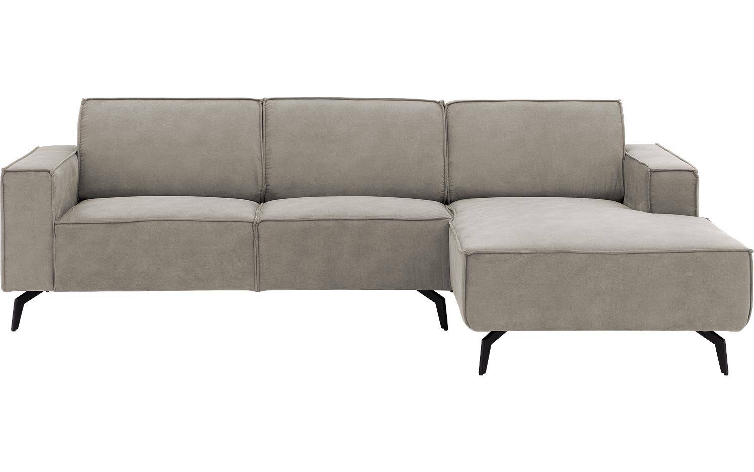 Goossens Hoekbank Hercules grijs, microvezel, 2,5-zits, modern design met chaise longue rechts