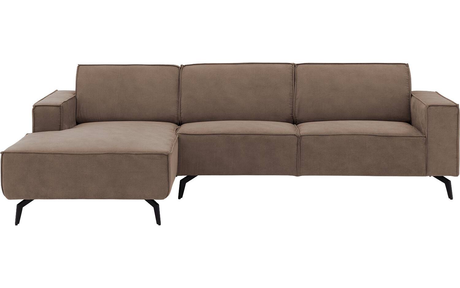 Goossens Hoekbank Hercules bruin, microvezel, 3-zits, modern design met chaise longue links - 8718823331462