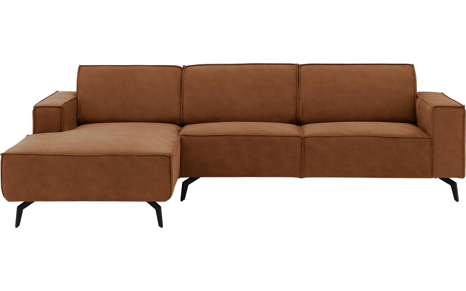 Goossens Hoekbank Hercules bruin, microvezel, 3-zits, modern design met chaise longue links - 8718823331479