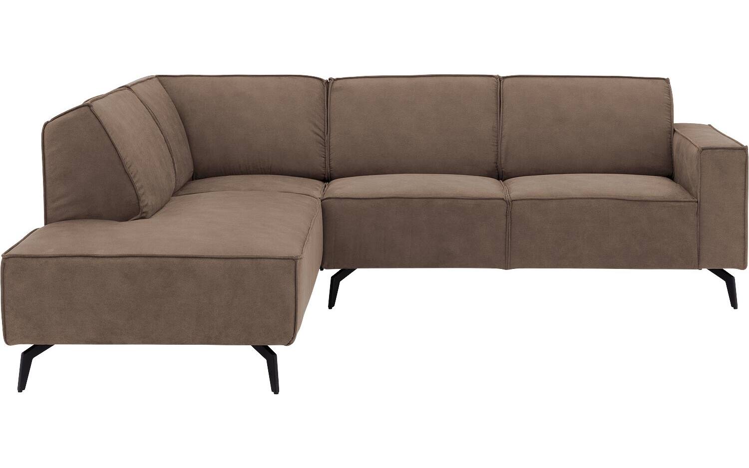 Goossens Hoekbank Hercules bruin, microvezel, 2-zits, modern design met ligelement links