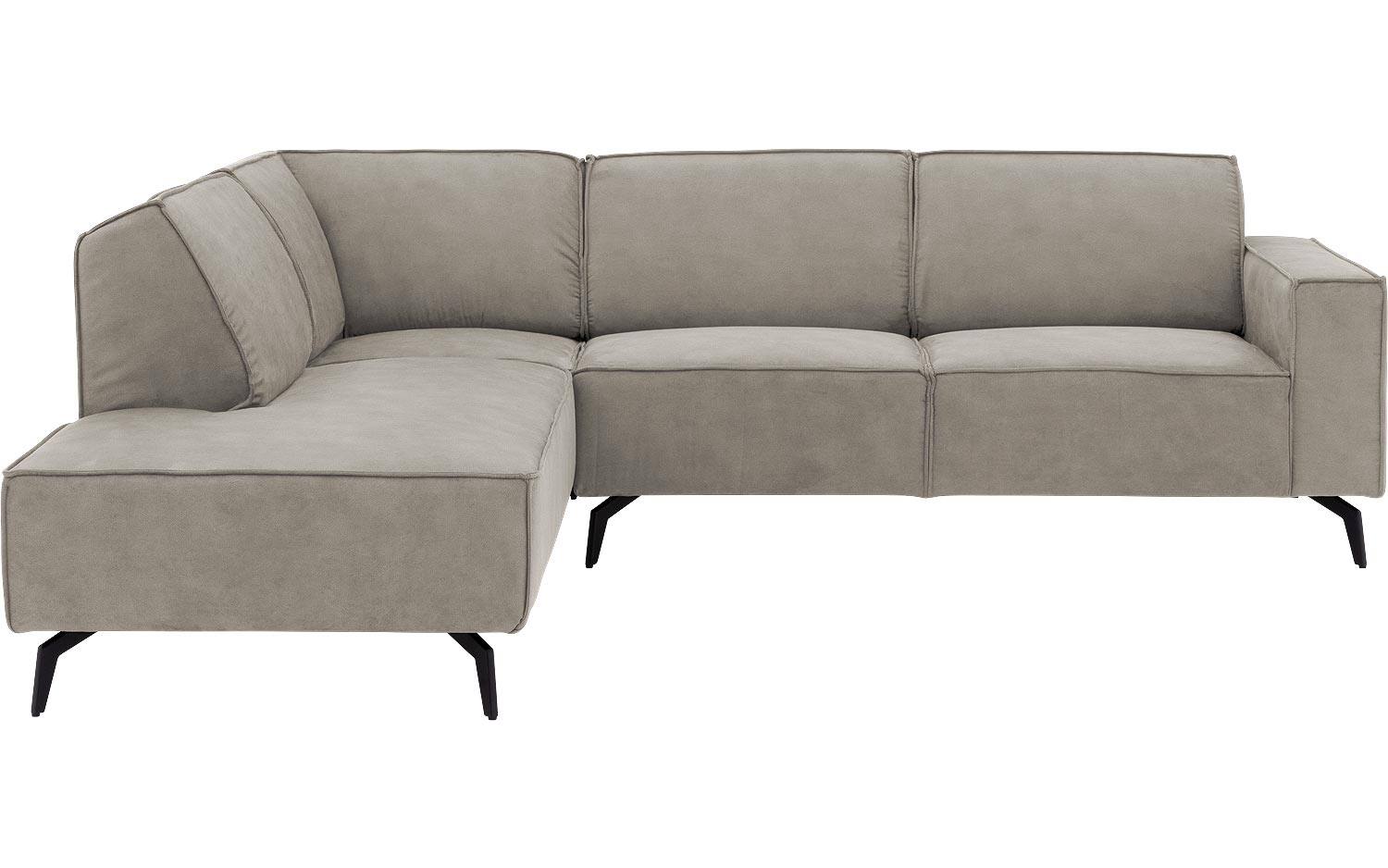 Goossens Hoekbank Hercules grijs, microvezel, 2,5-zits, modern design met ligelement links