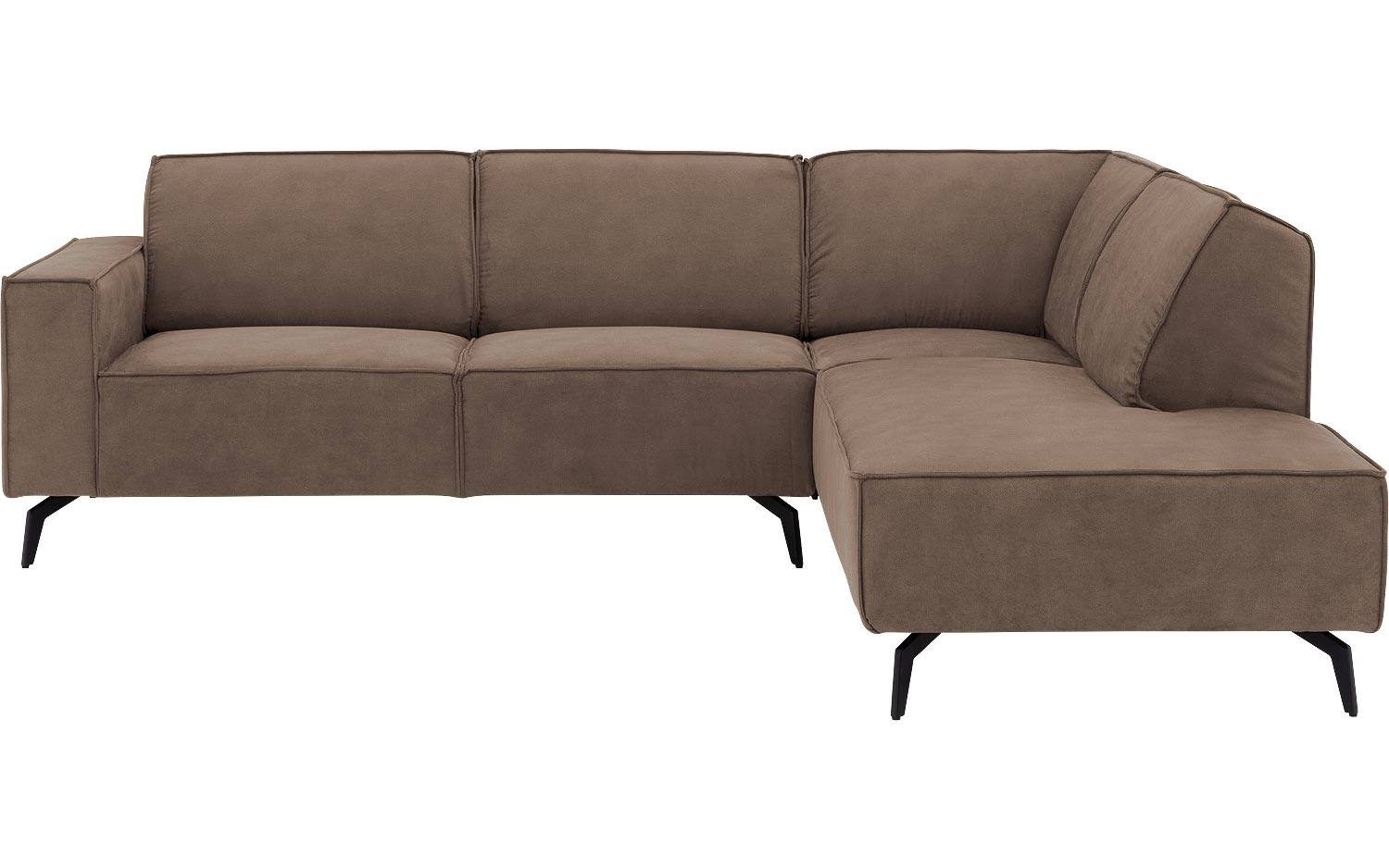 Goossens Hoekbank Hercules bruin, microvezel, 2,5-zits, modern design met ligelement rechts