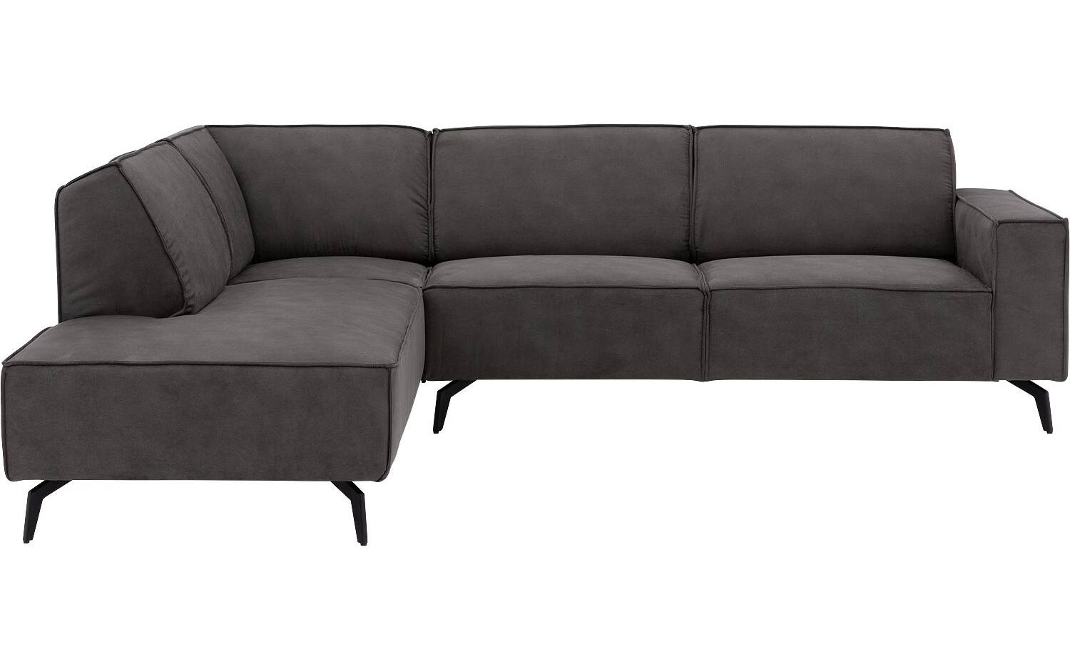 Goossens Hoekbank Hercules donkergrijs, microvezel, 3-zits, modern design met ligelement links - 8718823331653
