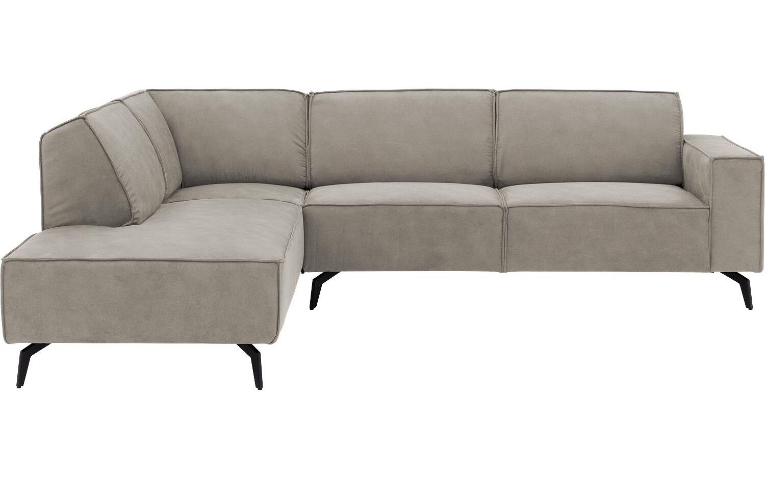 Goossens Hoekbank Hercules grijs, microvezel, 3-zits, modern design met ligelement links