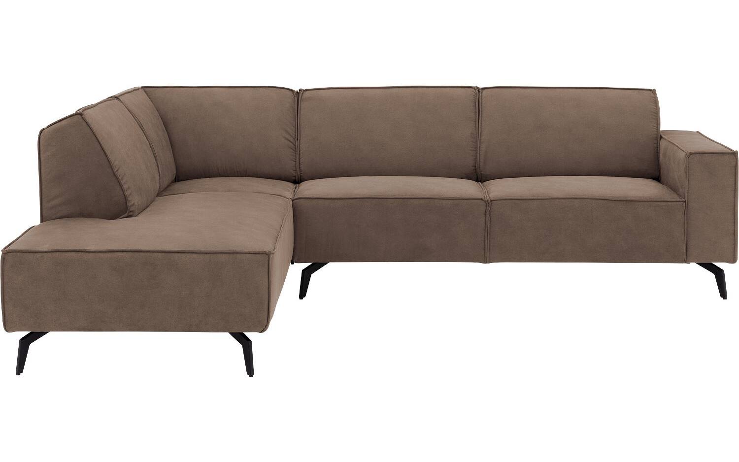 Goossens Hoekbank Hercules bruin, microvezel, 3-zits, modern design met ligelement links - 8718823331677