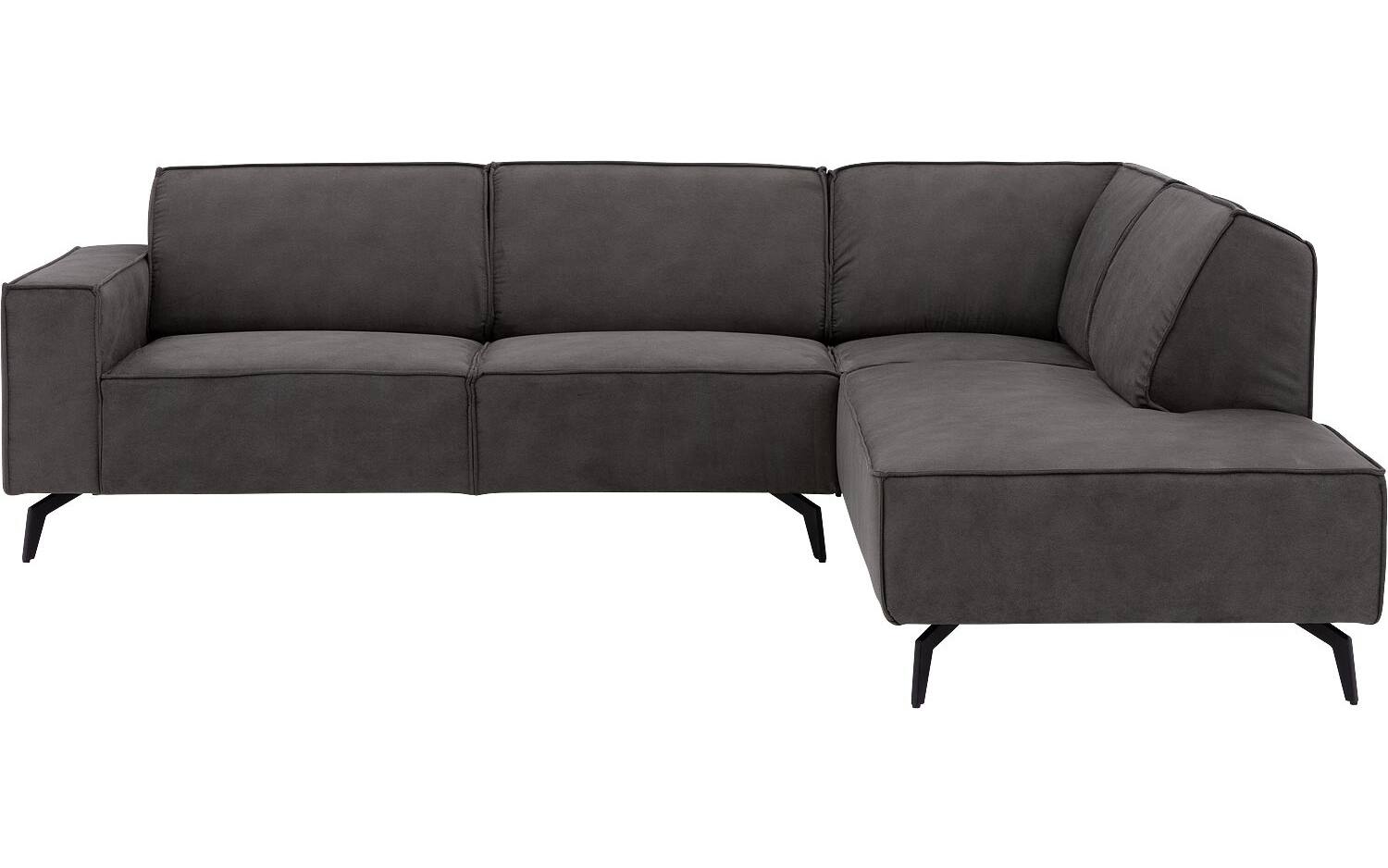 Goossens Hoekbank Hercules donkergrijs, microvezel, 3-zits, modern design met ligelement rechts