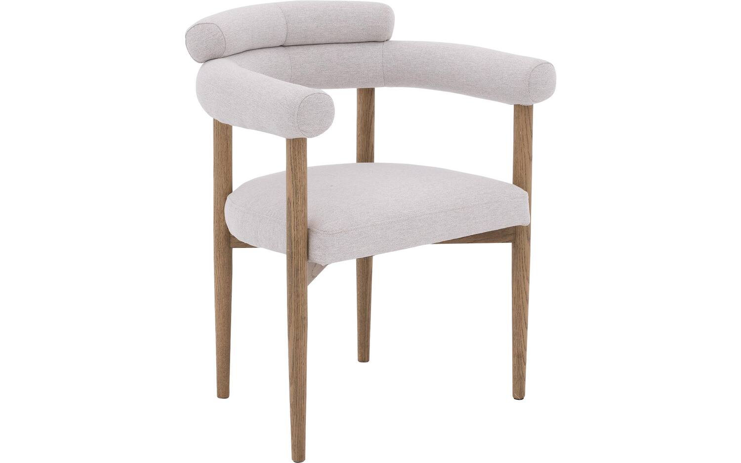 Goossens Excellent Eetkamerstoel Splinter lichtgrijs stof met armleuning, elegant chic - 8718823286434
