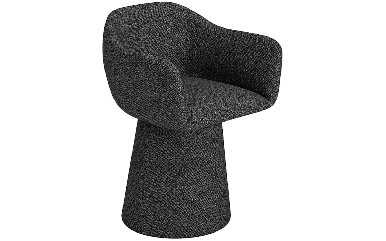 Goossens Eetkamerstoel Liselot grijs stof graden draaibaar met return functie met armleuning, - 8718823280296