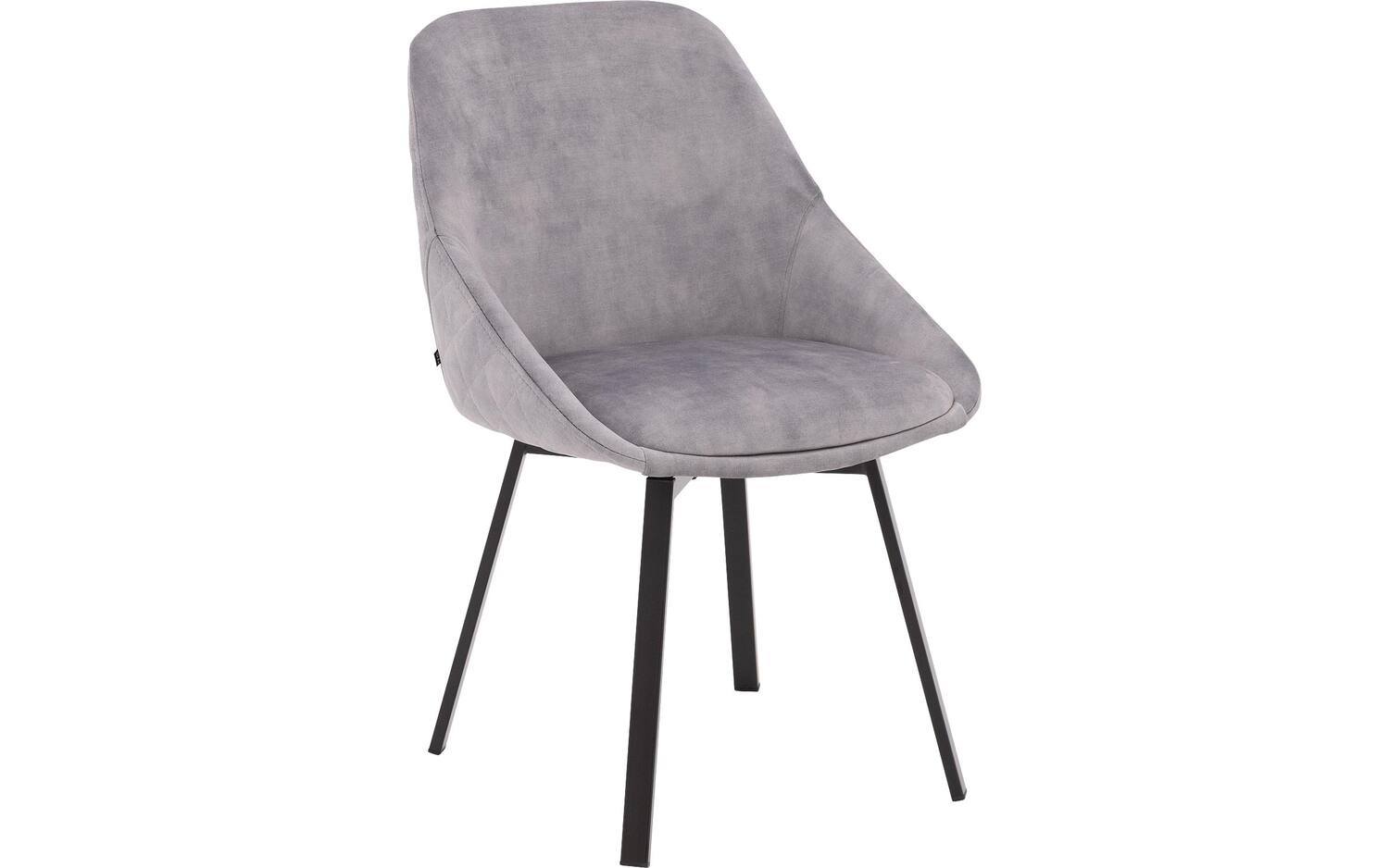 Goossens Basic Eetkamerstoel Romee lichtgrijs stof graden draaibaar met armleuning, - 8718823292015