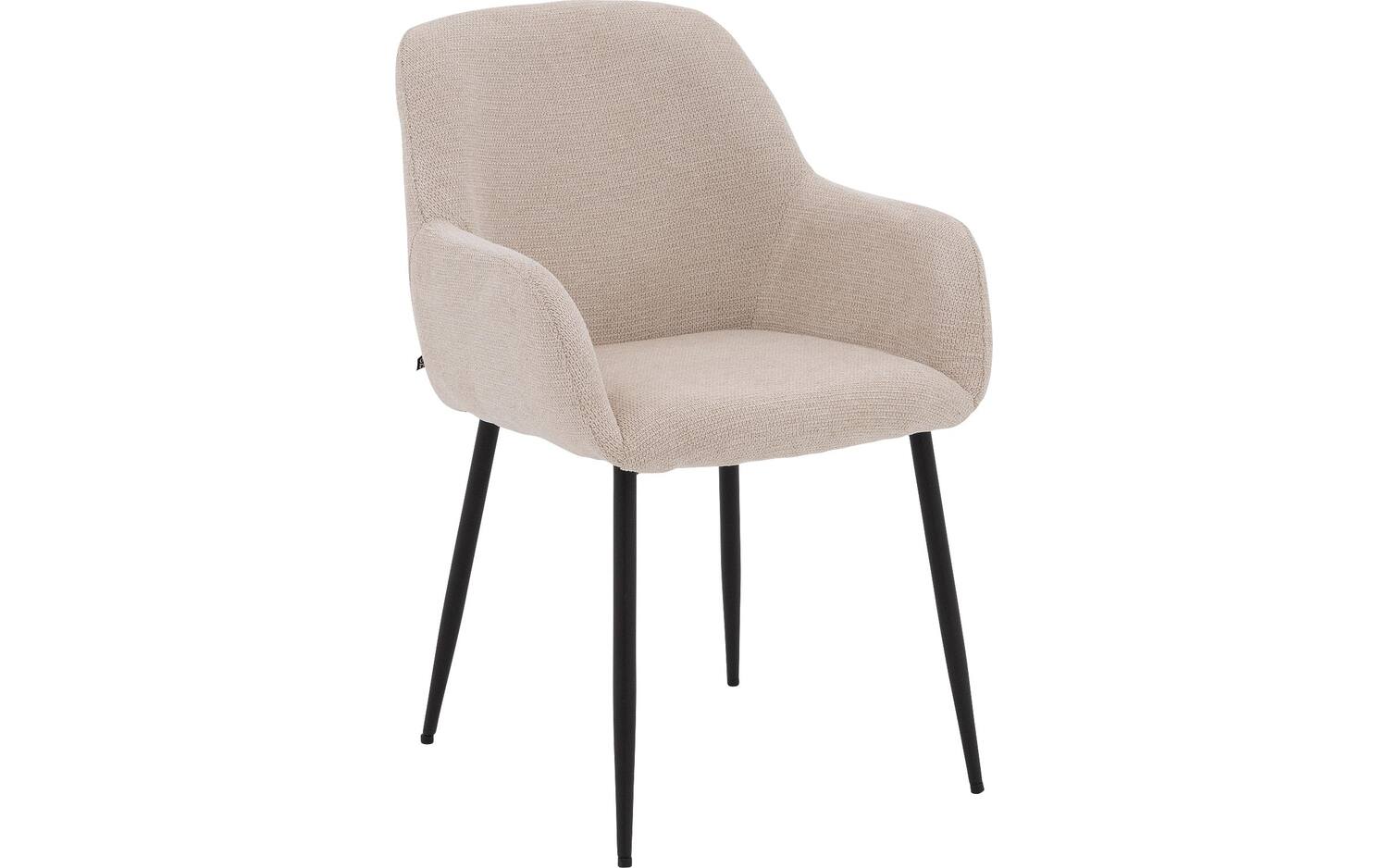 Goossens Basic Eetkamerstoel Anne beige stof met armleuning, - 8718823290394