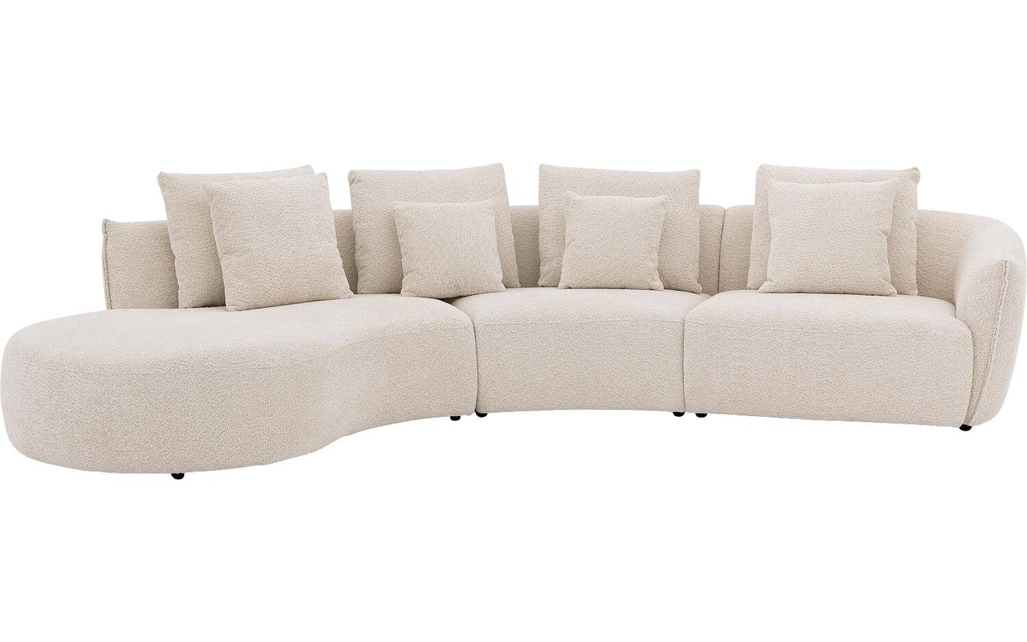 Goossens Bank Fay wit, stof, 1,5-zits, stijlvol landelijk met chaise longue links - 8718823325560