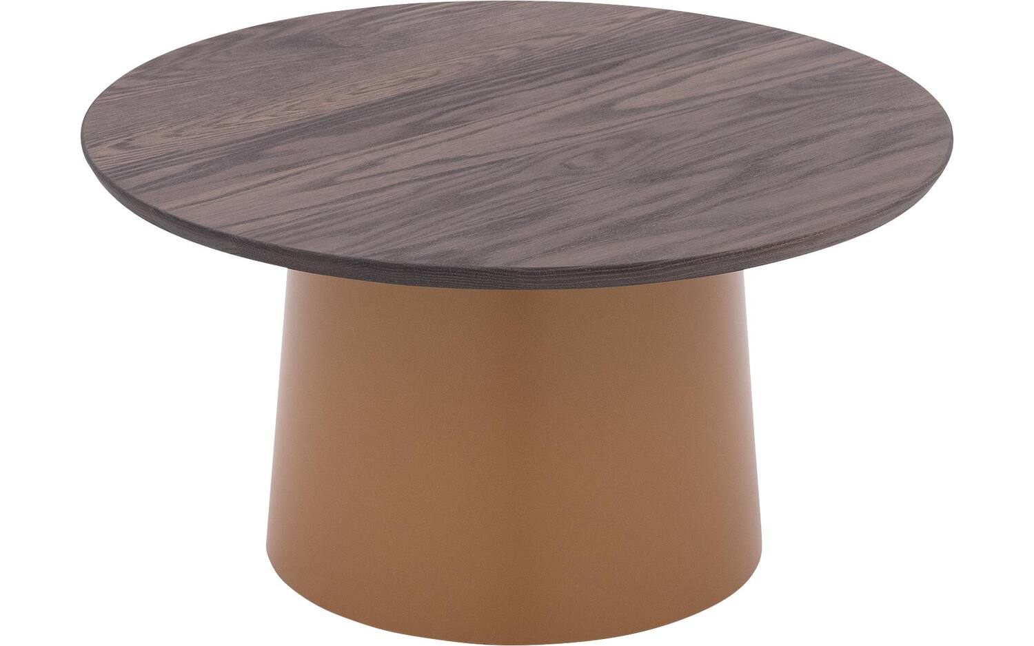 Goossens Excellent Salontafel Uniek rond, hout eiken donker bruin, elegant chic, 70 x 37 x 70 cm - 8718823278934