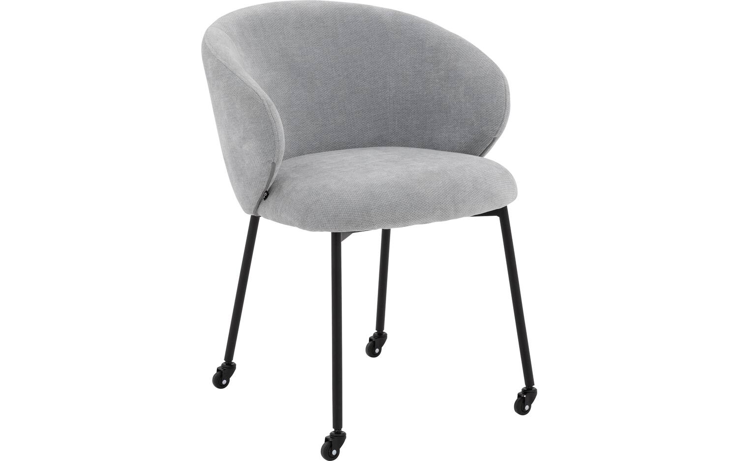 Goossens Stoel Noomi blauw stof met armleuning en met wielen, - 8718823282498