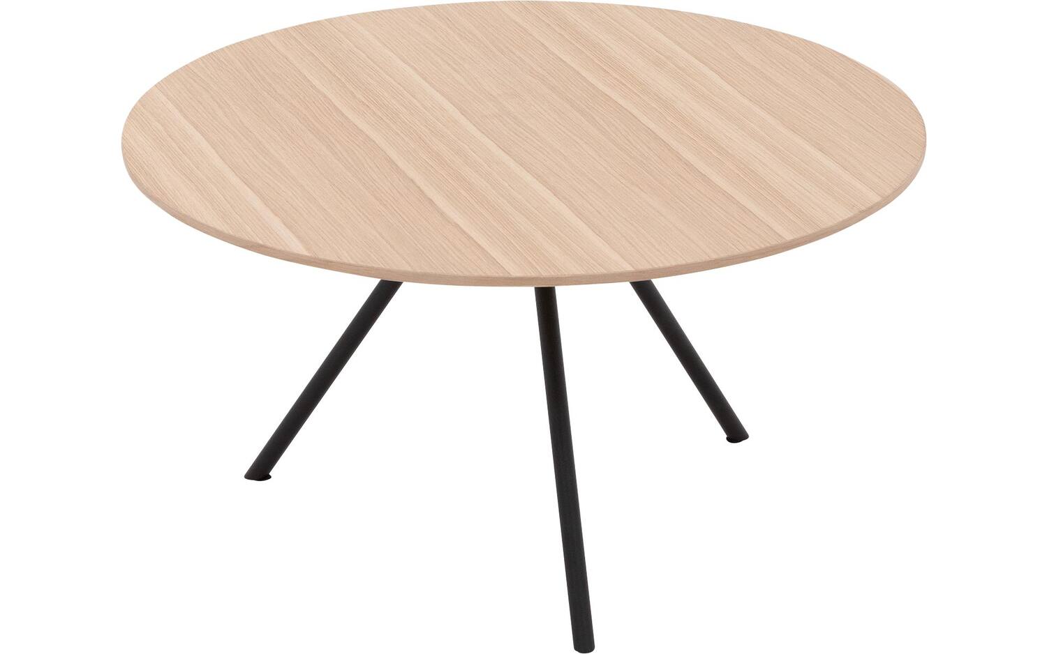 Goossens Salontafel Bo rond, hout eiken wit, modern design, 60 x 36 x 60 cm - 8718823287011