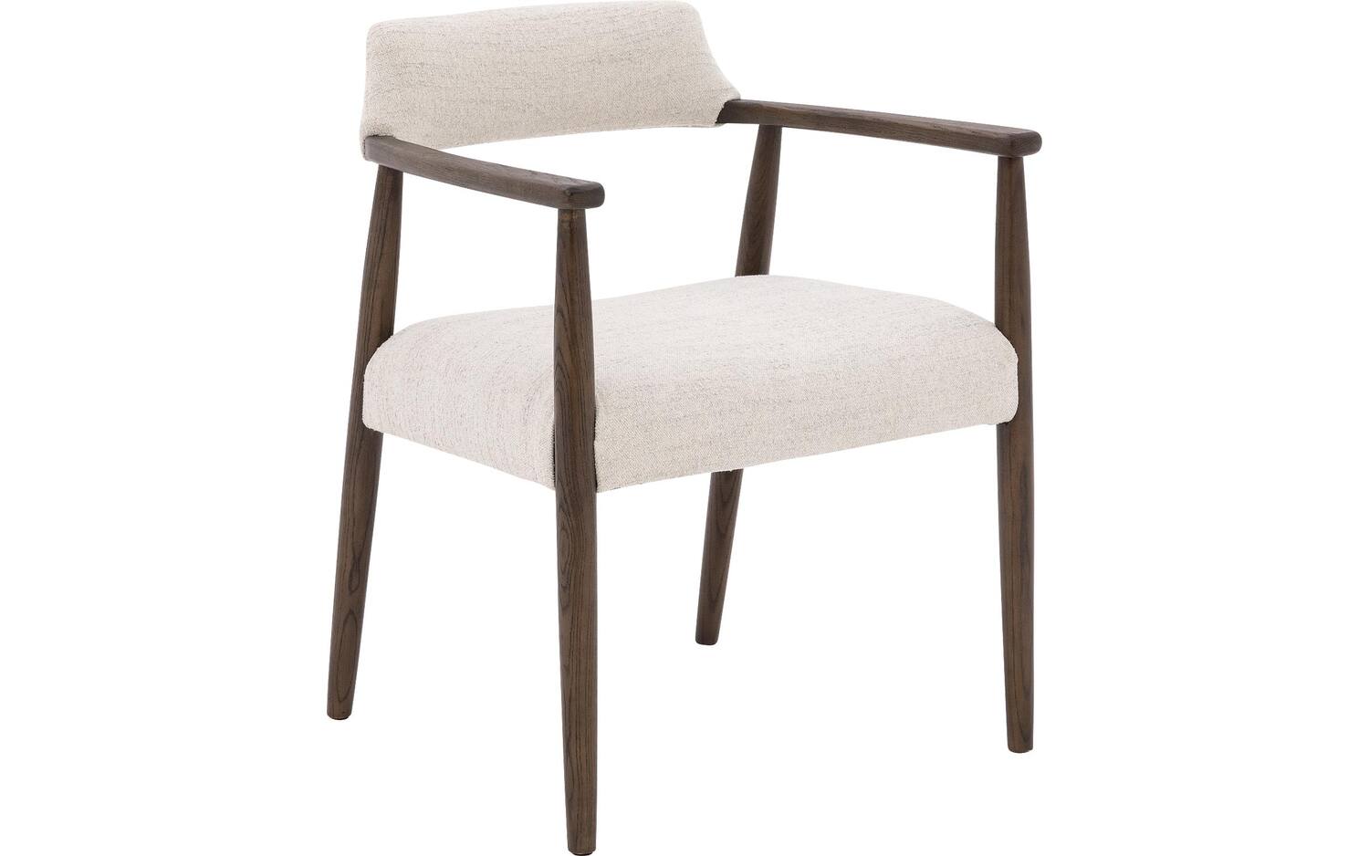 Goossens Eetkamerstoel Jesper beige stof met armleuning, - 8718823299076