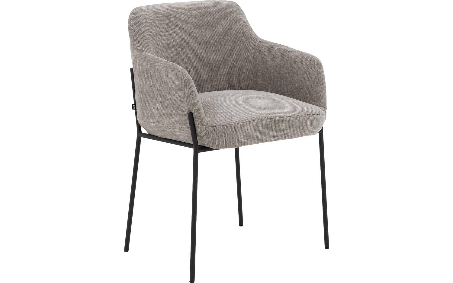 Goossens Stoel Pepijn bruin stof met armleuning, modern design - 8718823291612