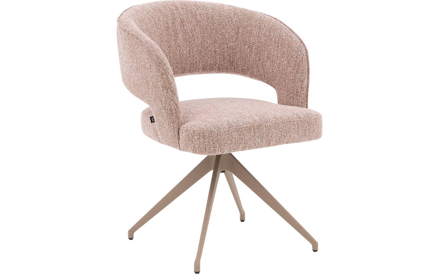 Goossens Excellent Eetkamerstoel Ostuni roze stof graden draaibaar met armleuning, - 8718823292770