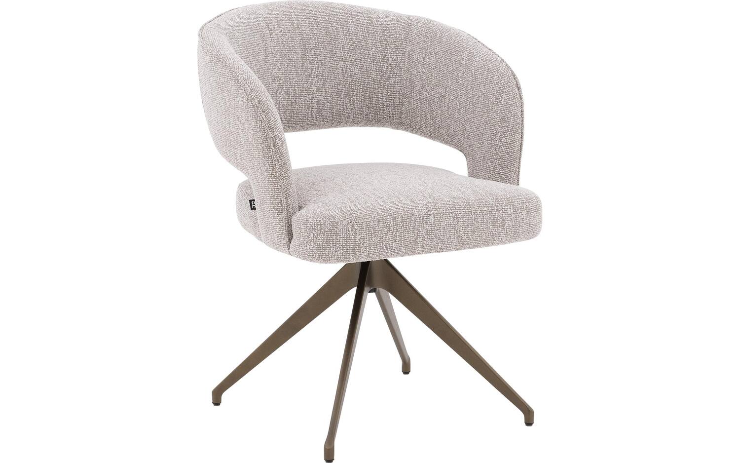 Goossens Excellent Eetkamerstoel Ostuni beige stof graden draaibaar met armleuning, - 8718823292787