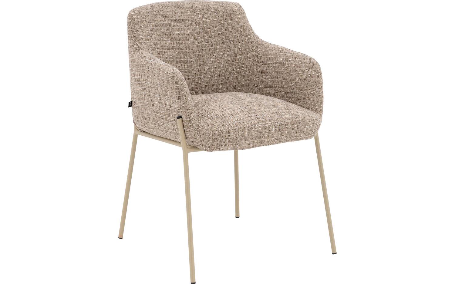 Goossens Stoel Pepijn beige stof met armleuning, modern design - 8718823296785