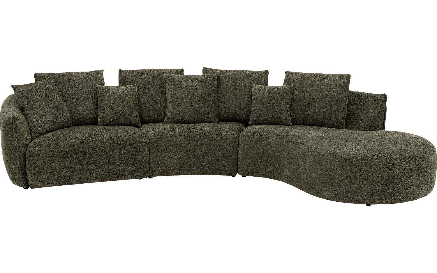 Goossens Bank Fay groen, stof, 1,5-zits, stijlvol landelijk met chaise longue rechts - 8718823325614