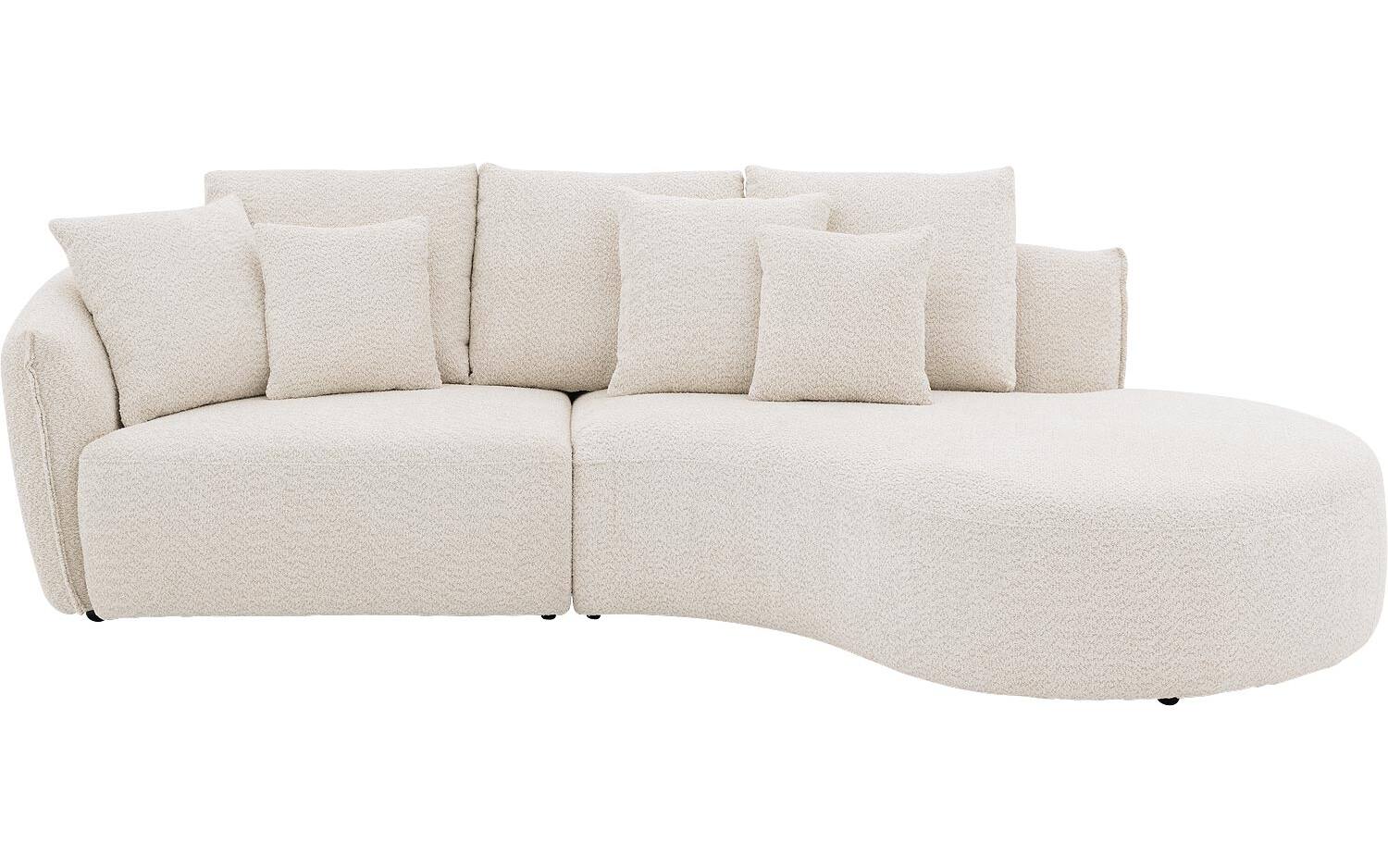 Goossens Bank Fay wit, stof, 1,5-zits, stijlvol landelijk met chaise longue rechts - 8718823325591