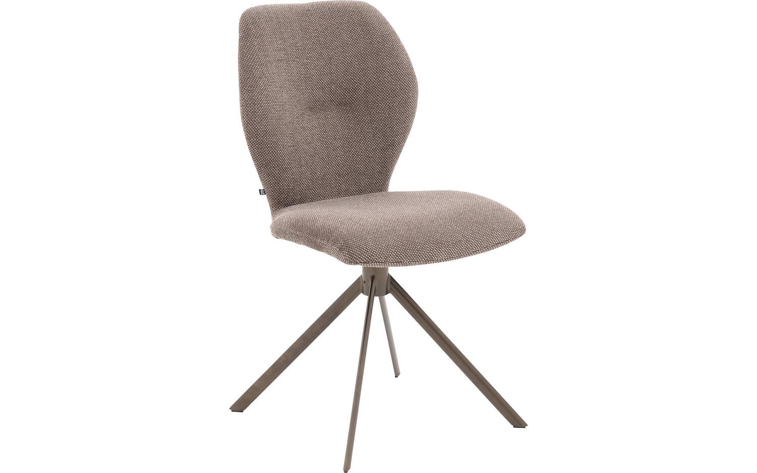 Goossens Eetkamerstoel Hera bruin stof leuning, modern design - 8718823299168