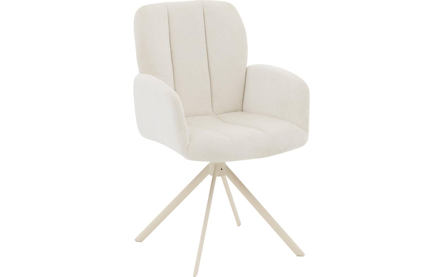 Goossens Eetkamerstoel Hestia wit stof Hera spin poot gr draaibaar returnfunctie met armleuning, - 8718823300918