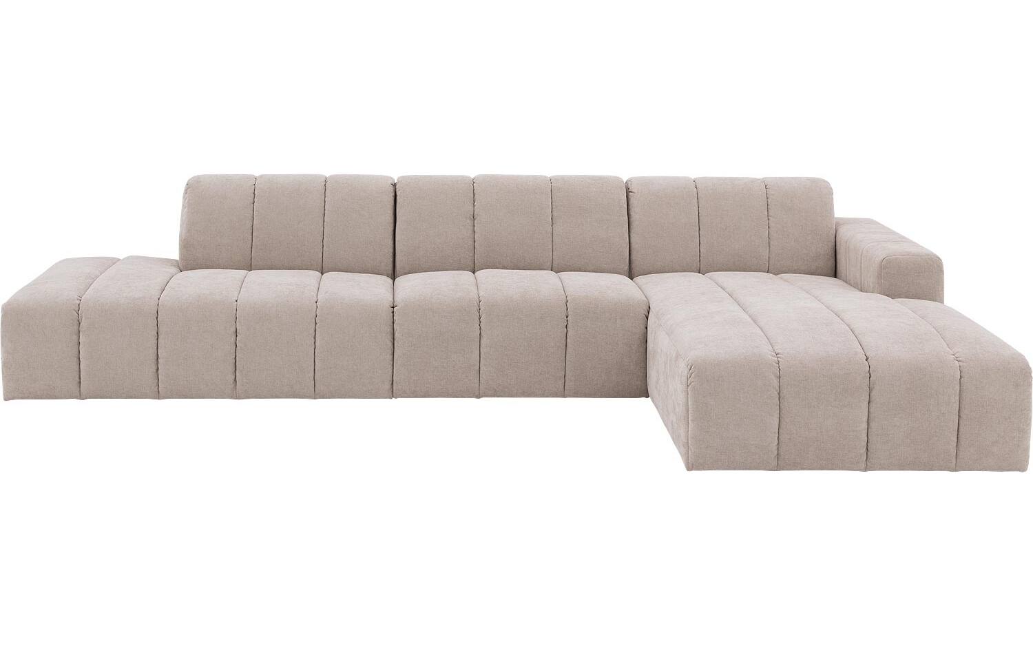 Goossens Bank Lewis beige, stof, modern design met chaise longue rechts - 8718823320794