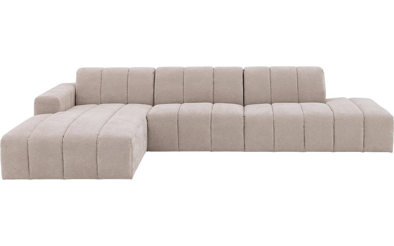 Goossens Bank Lewis beige, stof, modern design met chaise longue links - 8718823317626