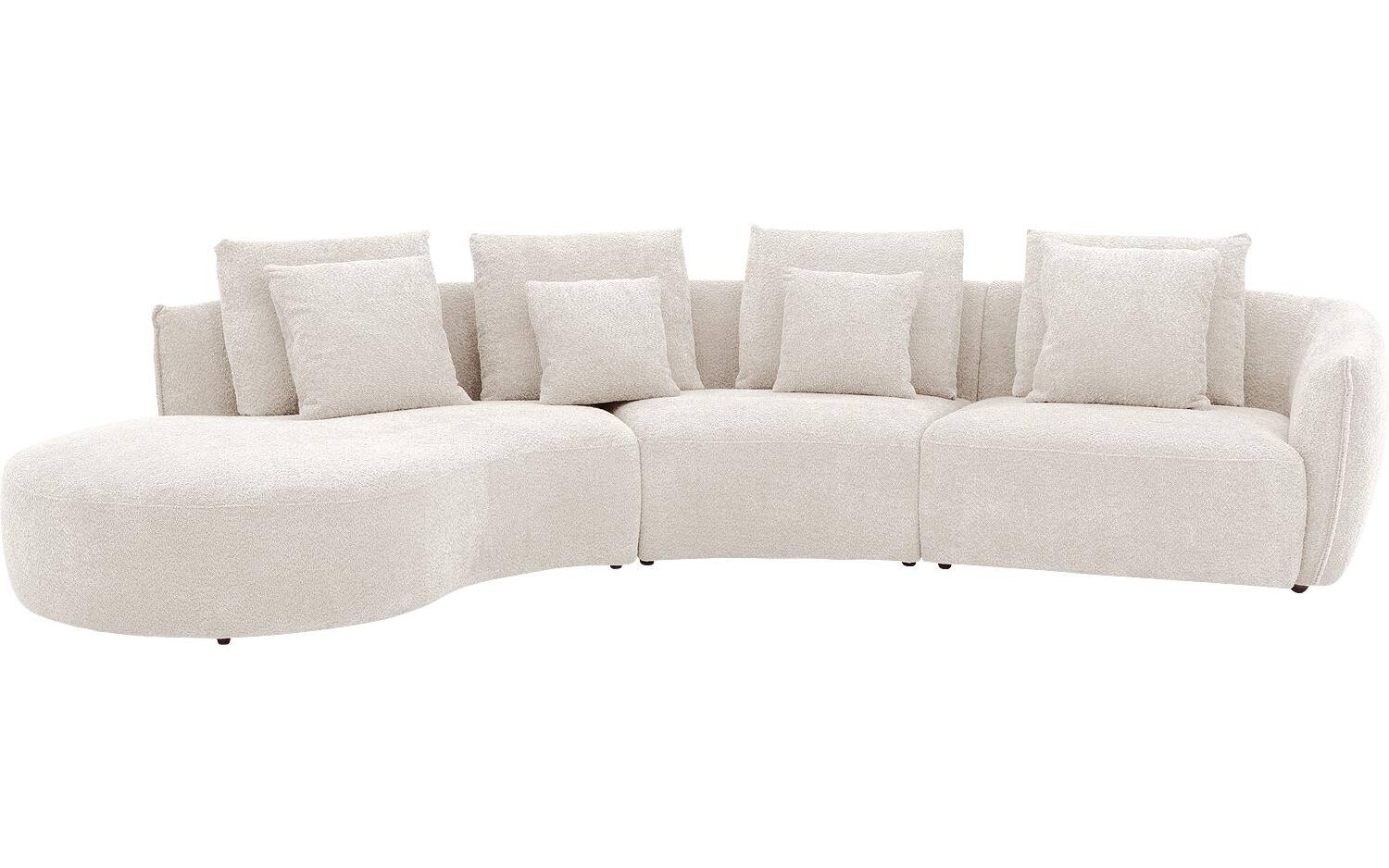 Goossens Bank Fay wit, stof, 1,5-zits, stijlvol landelijk met chaise longue links - 8718823317855