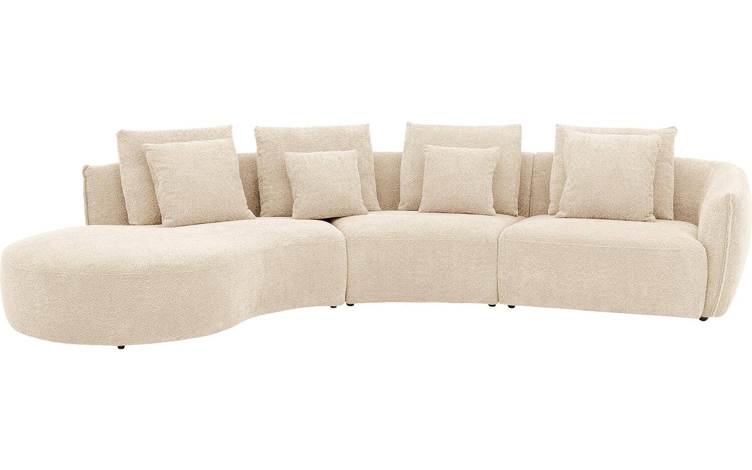 Goossens Bank Fay beige, stof, 1,5-zits, stijlvol landelijk met chaise longue links - 8718823317879