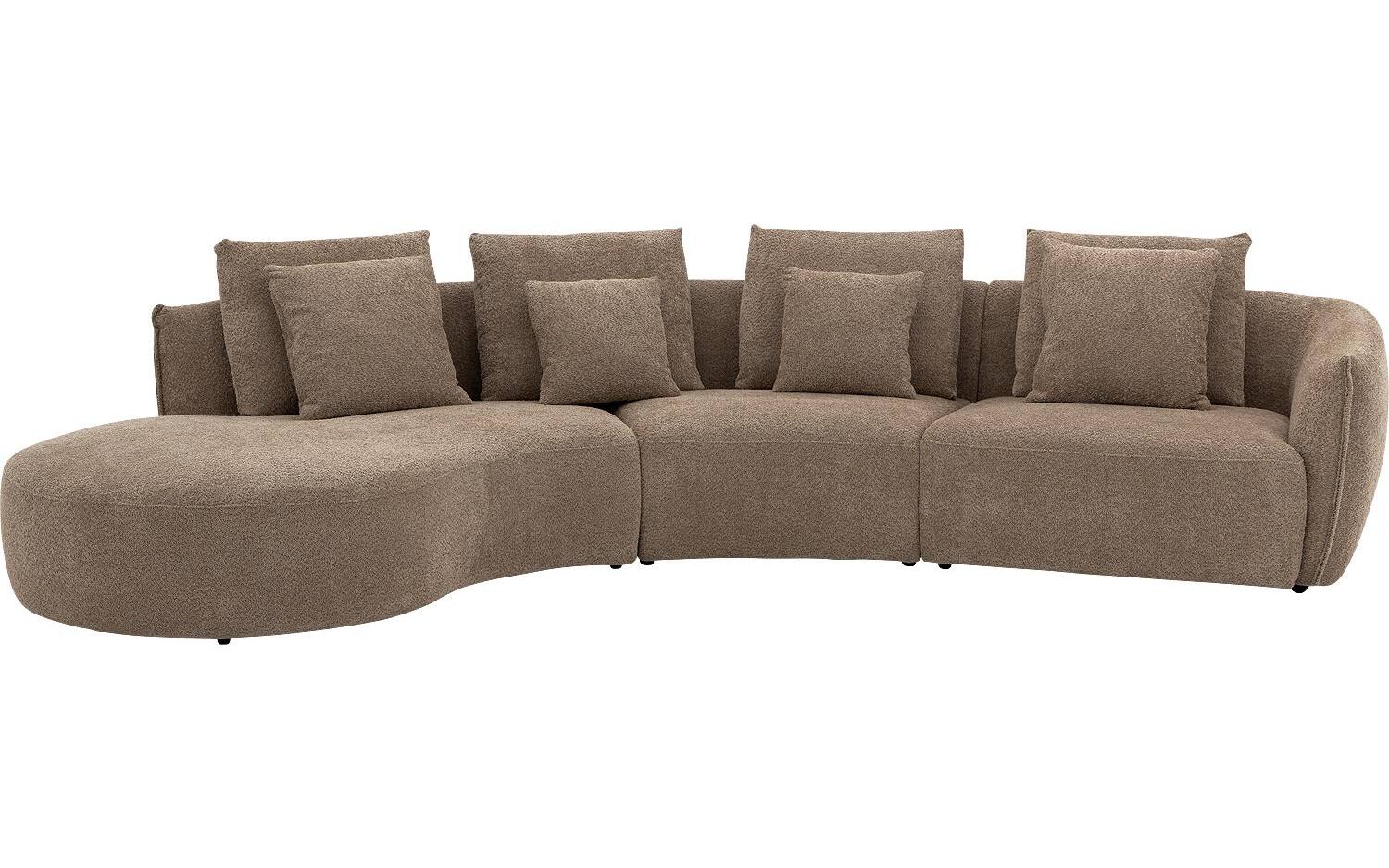 Goossens Bank Fay bruin, stof, 1,5-zits, stijlvol landelijk met chaise longue links - 8718823317886