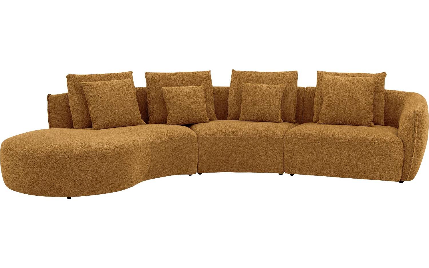 Goossens Bank Fay geel, stof, 1,5-zits, stijlvol landelijk met chaise longue links - 8718823317930