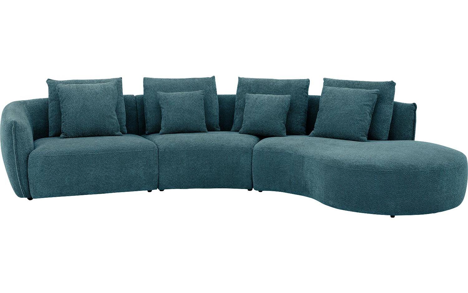 Goossens Bank Fay groen, stof, 1,5-zits, stijlvol landelijk met chaise longue links - 8718823317947