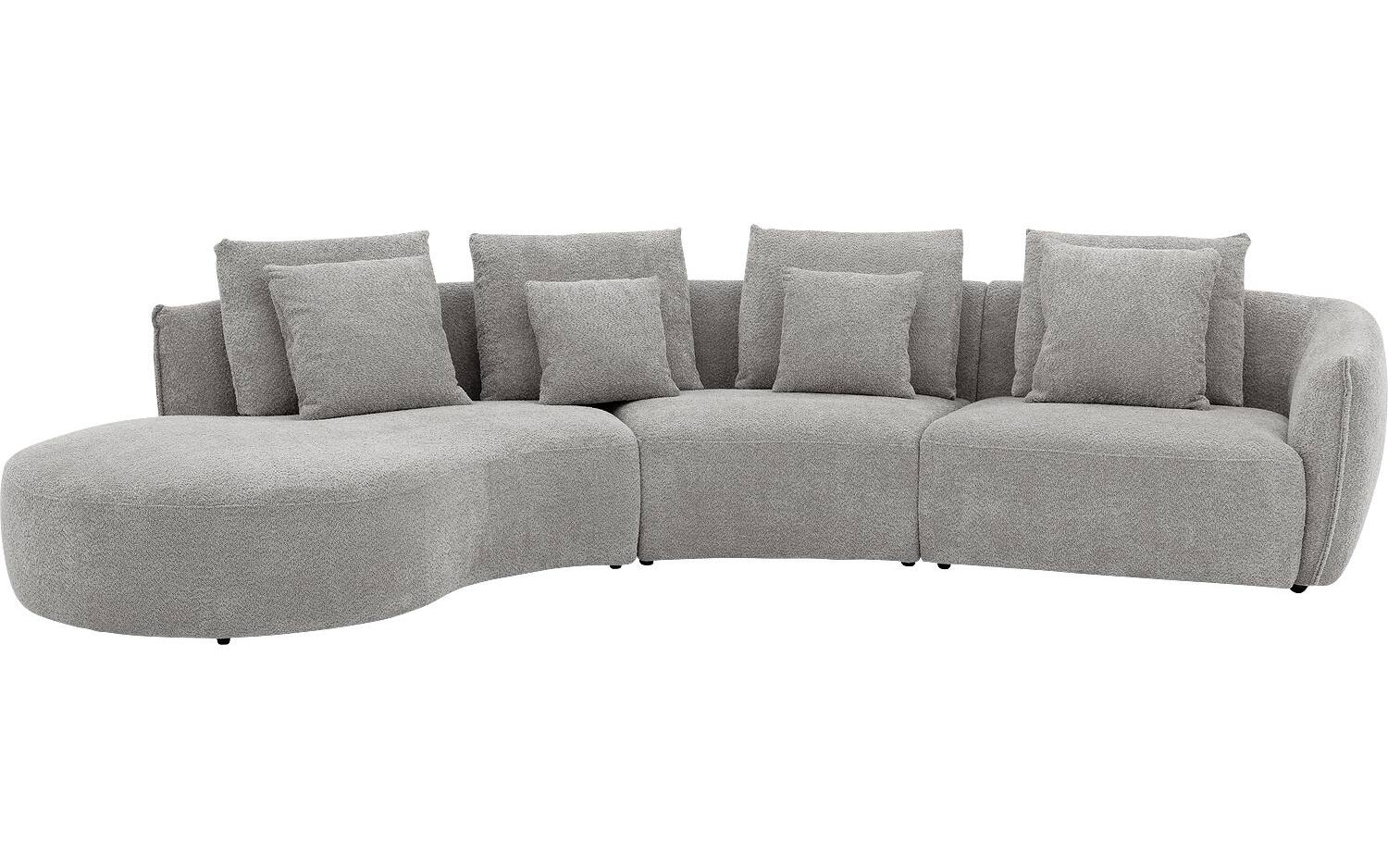 Goossens Bank Fay grijs, stof, 1,5-zits, stijlvol landelijk met chaise longue links - 8718823317985